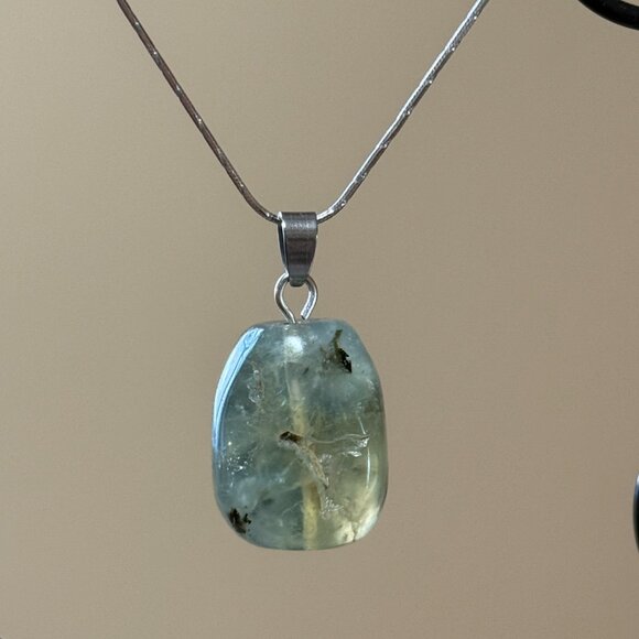 2/$20, Genuine Green Prehnite Pendant, Large Natural Tumbled Gemstone Pendant - Picture 10 of 13